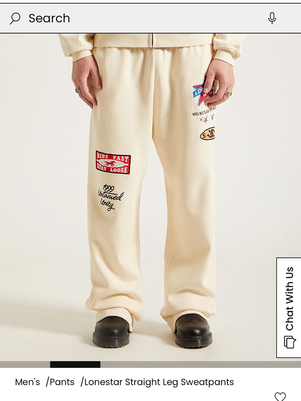 Pacsun Cream Graphic Patch Straight-Leg Sweatpants